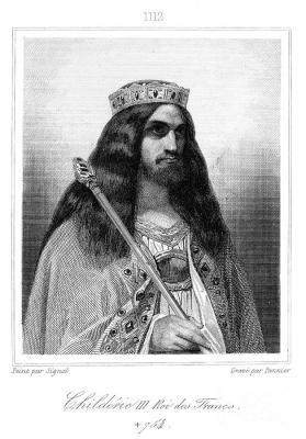 Childéric III (v.714-755), roi des Francs, (Neustrie, Bourgogne et Austrasie) de 743 à 751